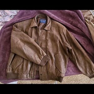 Savile Row genuine leather vintage bomber jacket